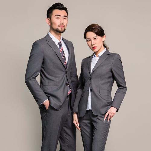 职业装男女同款西装套装两件修身商务正装银行保险销售工作服定制